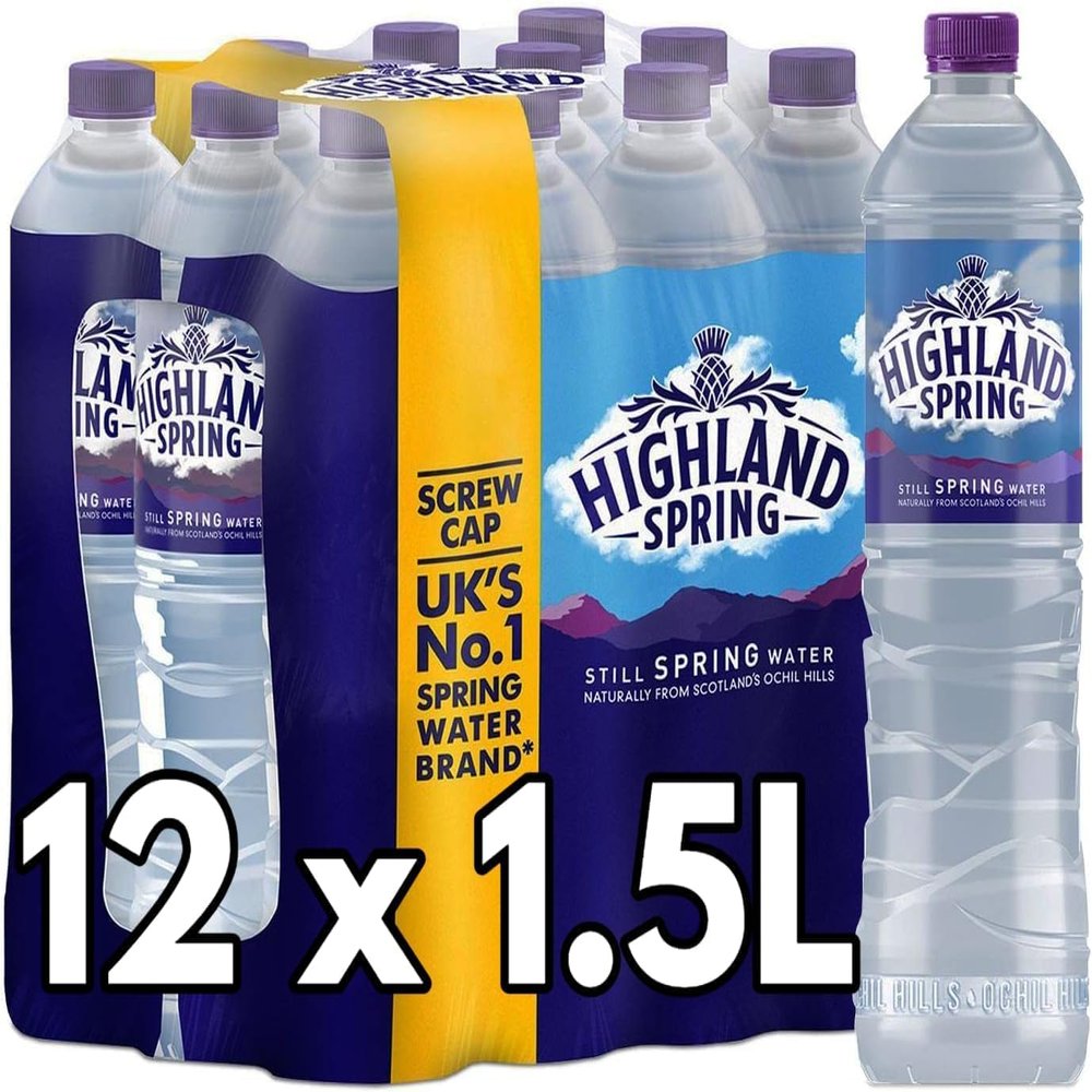 Highland Spring Still Spring Natural Mineral Water, 1.5L (Pack of 12)