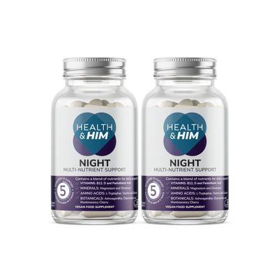 Health & Him Night Supplements for Men - 2 Months Supply of 60 Night Capsules - Men's Multivitamin with Magnesium, Ashwagandha & Chamomile - Vegan, Gluten-Free