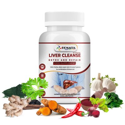 Cleanse Detox and Repair Supplement by Homacia | Choline-Infused Natural & Vegan-Friendly | Liver Health for Women & Men | Liver Support Supplements - 60 Caps