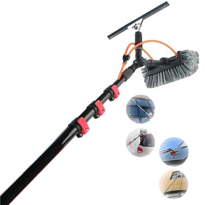 Window Cleaning Rod, Telescopic Brush 18ft/5.4m, Water Inlet Retractable Brush, Cleaning Photovoltaic and Solar Panel Windows,5.4M/18FT