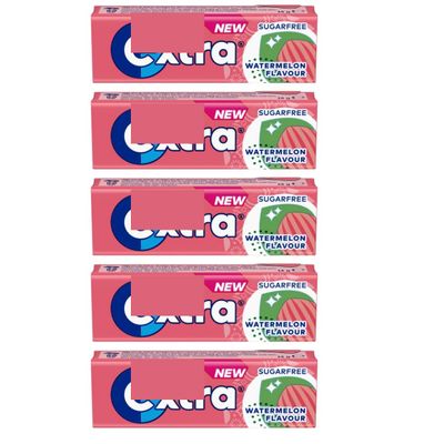 5 x packs Ex WATERMELON Flavour Sugar Free Chewing Gum 14g x 5 Multipack Limited Edition