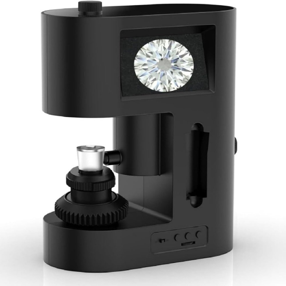 30-200X Digital Diamond Girdle Viewer, Electron Microscope Diamond Inscription Viewer with LED Fill Light and Dual Screen Display, Adjustable Focus, Clear Image