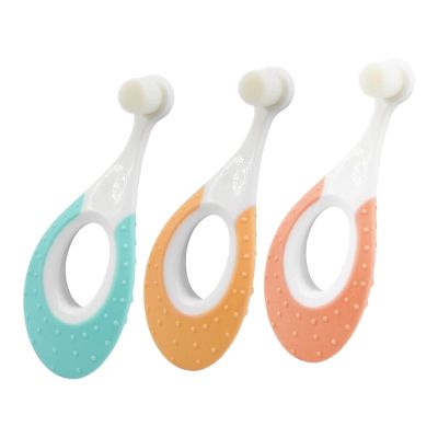 CVNRCLP Toddler Toothbrush Set  3-Pack, Ultra-Soft Bristles for Babies 0-3 Years, Featuring Teething Rings for Gentle Teeth and Gum Care,0-2 Toothbrush