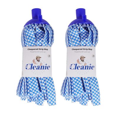 Mr Cleanie Chequered Strip Mop Replacement Head Refill for Household Cleaning Kitchen Bathroom (2)