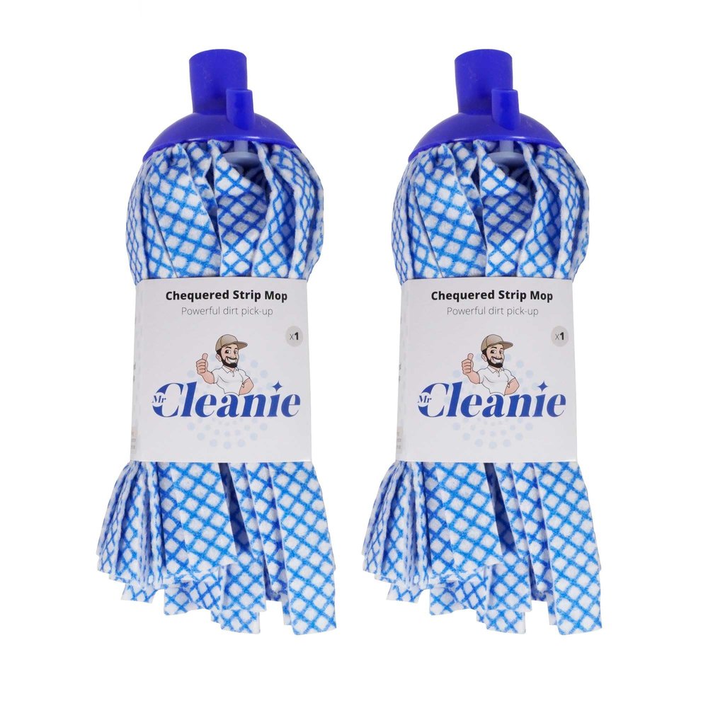 Mr Cleanie Chequered Strip Mop Replacement Head Refill for Household Cleaning Kitchen Bathroom (2)