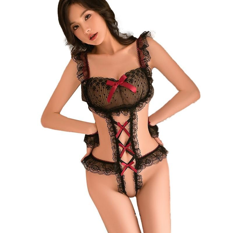 cxbyjyg Sexy underwear couple bed sexy perspective articles lace onesie open file dead reservoir set Black