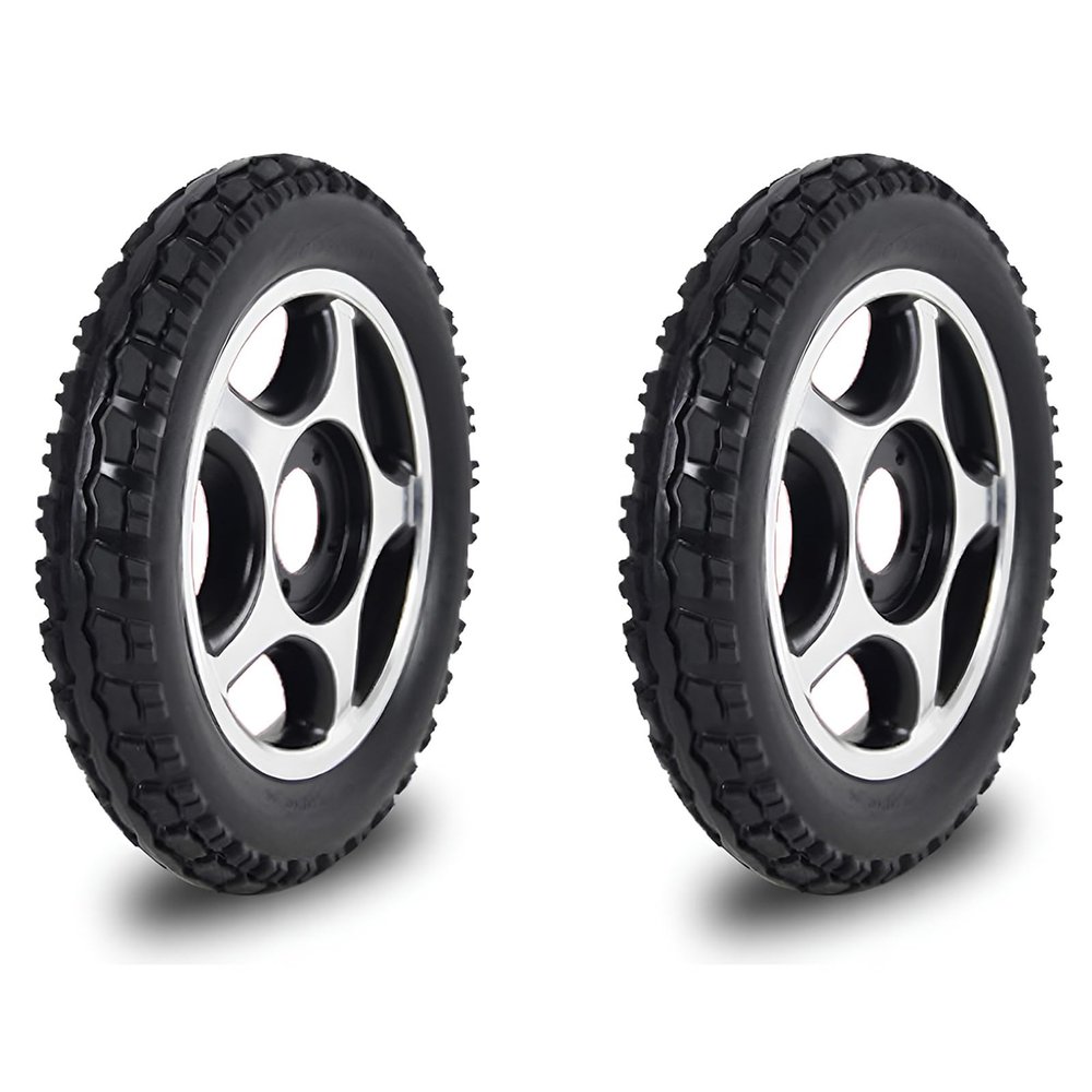 12inch Wheelchair Rear Wheel Replacement, 12 x 2 Wheelchair Wheels, Bearing: 1 3/4", Solid Tire, Manual Wheelchair Accessory (1 Pair)