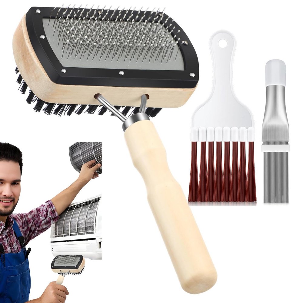 AC Vent Cleaner, Air Conditioner Cleaner - AC Coil Cleaner 3 Pieces Coil Cleaning Brush - Refrigerator Coil Cleaning Brush, Air Conditioning Cleaning Kit