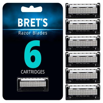 Brets Razor Blades for Men  Precision Trimmer Razors Steel Blades with Friction-Free Rollatek Technology  Eco-Friendly Blades without Handle for Comfort & Long-Lasting Smooth Shave - Pack of 6