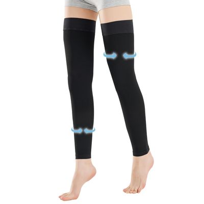 EVOPLECI Medical Thigh High Compression Stockings Footless for Women and Men (Pair), 15-20 mmHg with Silicone Dot Band, Comp Tights XXXXL BLACK
