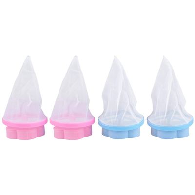 4Pcs Washing Machine Hair Filter Washing Mesh Bags, Cute Reusable Floating Laundry Lint Pet Hair Remover Filter Mesh Bag for Machine Blue and