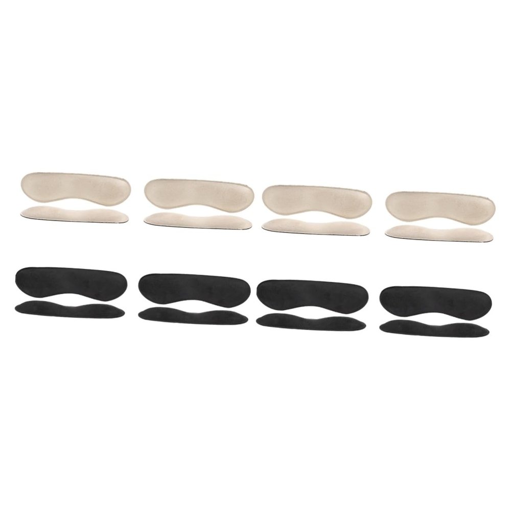 Healeved 8pairs Self-Adhesive Heel Grips High Heel Back Pads for Non- Cushioning Blister and Foot Care Black Skin Color Options for Women and Girls
