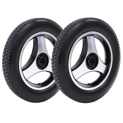 12.5x2 1/4 Electric Wheelchair Rear Wheels, 12 1/2 Inch Wheelchair Replacement Wheel, Solid Tire, Wheelchair Accessories, with 11/16" Bearing (1 Set of 2)