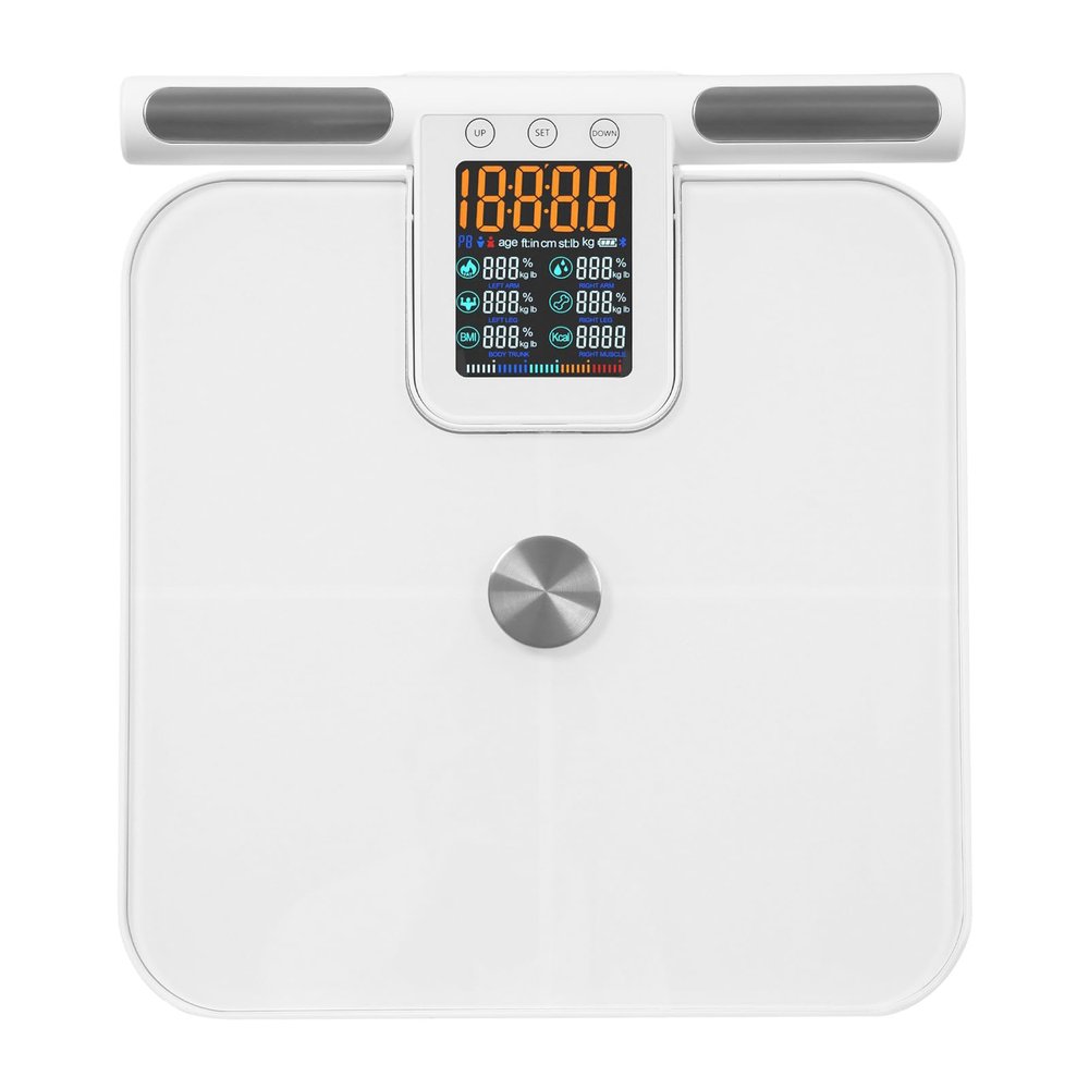 Intelligent 8 Electrode Body Fat Scale with APP Large Display and Multi-user Support for Comprehensive Health Management  White LCD Display 180kg Capacity