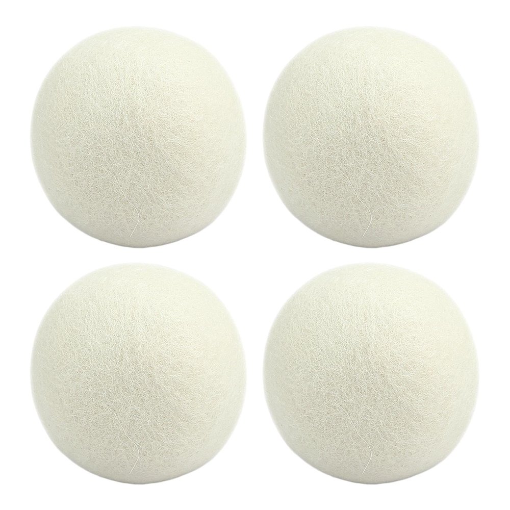 Laundry Wool Dryer Balls,Reusable Wool Fabric Softener - Laundry Room Supplies Household Gadgets, 4 Natural Fabric Softener Balls Dry Cleaning Kit for Dryer