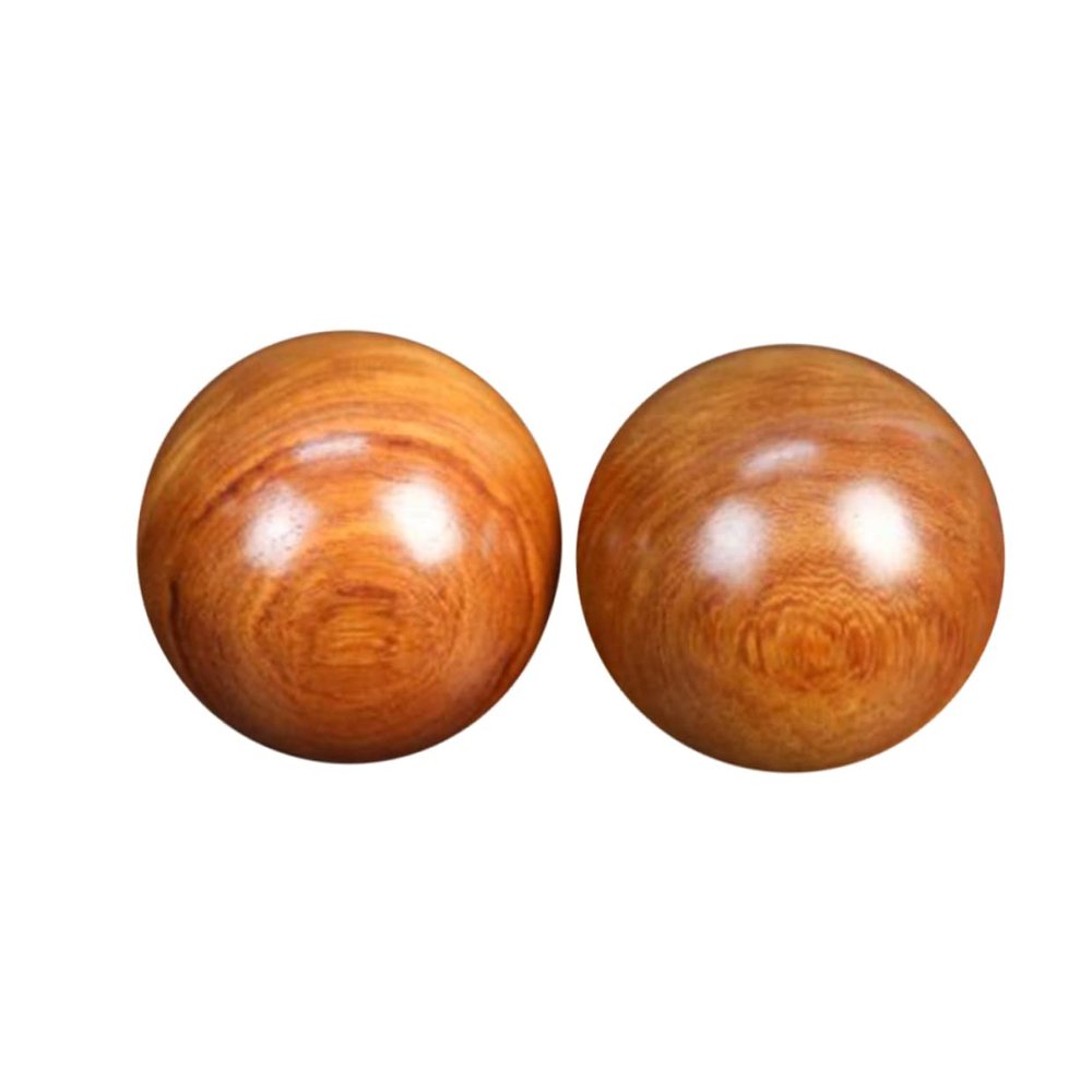ORFOFE 2pcs Wooden Massage Balls Round Fitness Balls Hand Exercise Muscle Stretch for Home Shop Use