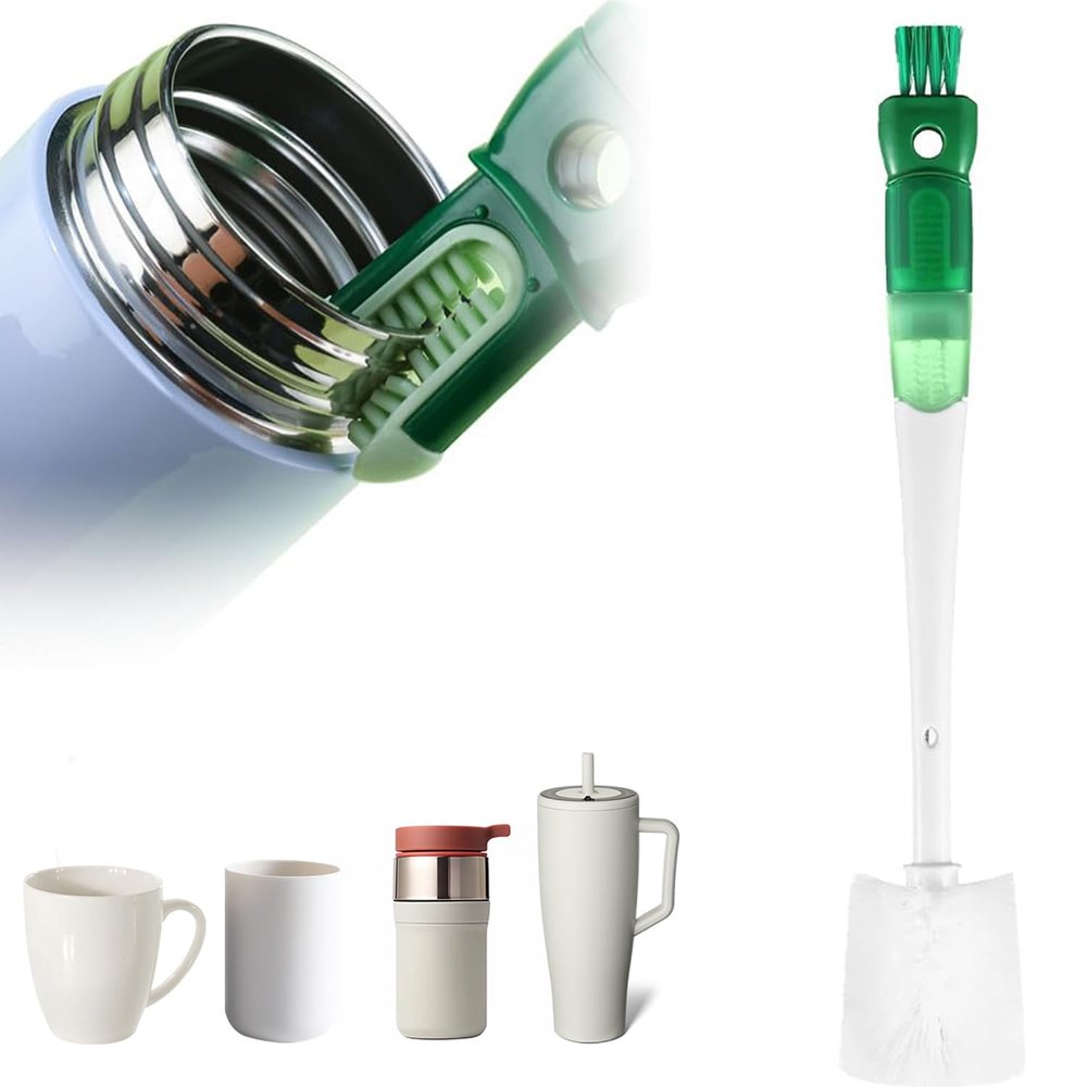 5 in 1 Bottle Brush, Multifunctional Water Bottle Cleaning Brush, Long Handled for Cleaning,Cleaning Brushes for Small Spaces Water Bottles Cleaning Brush for Bottles/Glass/Cups (Green)