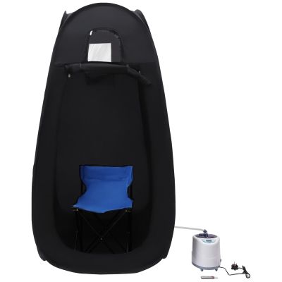Chynalys Portable Sauna Steam Tent, 1000W Home Sauna Tent, Large Black Steam Sauna, Adjustable Temperature Steam Room, Sauna with Remote Control 90x90x180cm