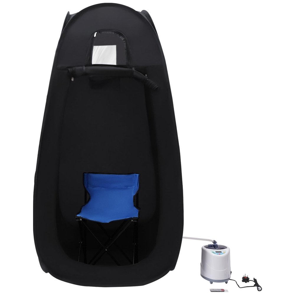 Chynalys Portable Sauna Steam Tent, 1000W Home Sauna Tent, Large Black Steam Sauna, Adjustable Temperature Steam Room, Sauna with Remote Control 90x90x180cm