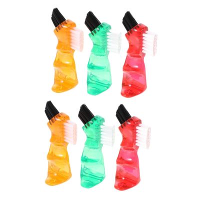 Gogogmee 6pcs Professional Denture Cleaning Brush Portable Toothbrush Dental Brushes Cleaner Snap Denture Daily Use Small