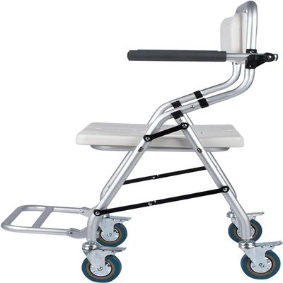 SXTYFBB Shower Stool for Seniors Foldable with Backrest and Brake, Shower Chair with Wheels, Bathroom Stool with Hygiene Cutout, for Elderly People and Pregnant Women A