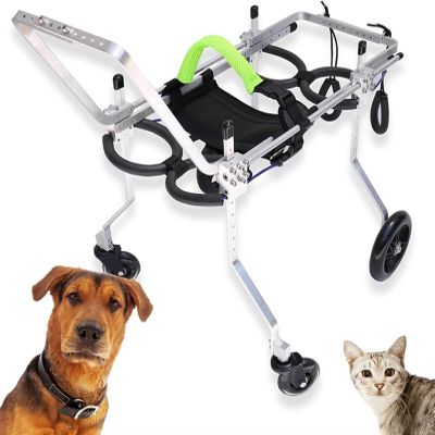 DAYGIFT Adjustable Dog Wheelchair with 4 Wheels, Doggie Pet Wheelchair for Back Legs, Lightweight Animal Exercise Rehabilitation Cart for Assist Small Pets with Paralyzed Hind Limbs,XS