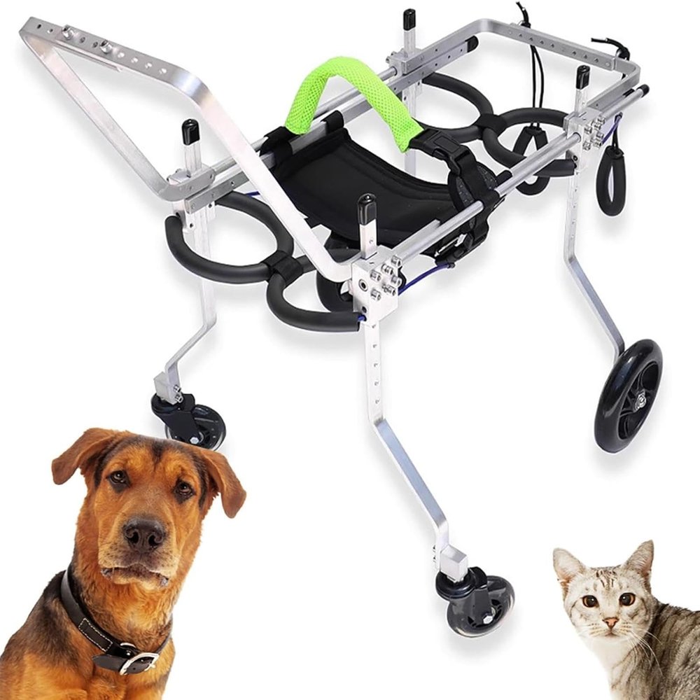 DAYGIFT Adjustable Dog Wheelchair with 4 Wheels, Doggie Pet Wheelchair for Back Legs, Lightweight Animal Exercise Rehabilitation Cart for Assist Small Pets with Paralyzed Hind Limbs,XS