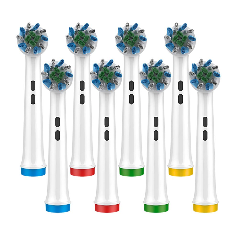 8 Pack Cross Clean Replacement Heads Compatible with Braun Oral B Electric Toothbrush - Replacement Brush Heads for Most Braun Oral B Toothbrushes