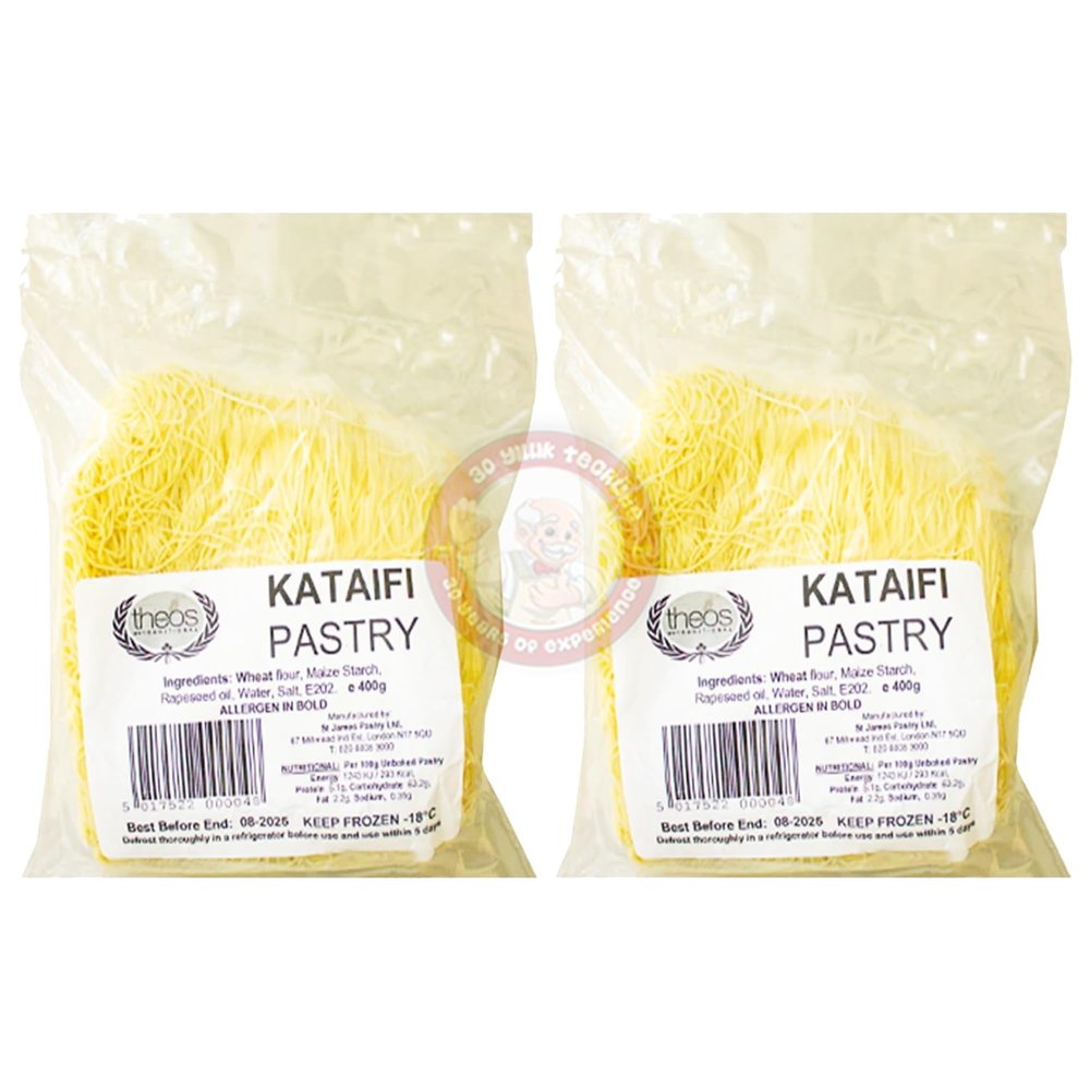 Original Melis Premium Fresh Kataifi 2 Pack Kadayif Shredded Fillo Dough Pastry Threads Taze Kadayif for Dubai Chocolate 400 Gr by BAKKALIM UK