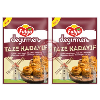 Original Melis Gold Series Fresh Kataifi 2 Pack Kadayif Shredded Fillo Dough Pastry Threads Taze Kadayif for Dubai Chocolate 400 Gr by BAKKALIM UK