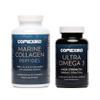 CORREXIKO Marine Collagen Capsules & Ultra Omega 3 Supplement Bundle - 2000mg Hydrolysed Collagen Peptides with Vitamins - High Strength Omega 3 Capsules - for Hair, Skin & Nails - 30 Day Supply view 1