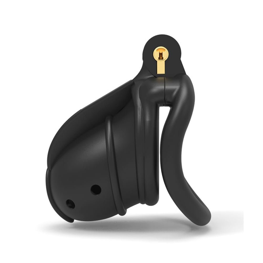 3D Stegosaurus Series - Stegosaurus with Long Spikes, Black Chastity Lock, Breathable Chastity Device for Men, Flat Ring(GebogenerRing)