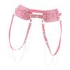 Suammiitstrieadea Women's Punk Waist Belt Leather Harness Adjustable Wide Waistband Pink view 2