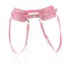 Suammiitstrieadea Women's Punk Waist Belt Leather Harness Adjustable Wide Waistband Pink view 3