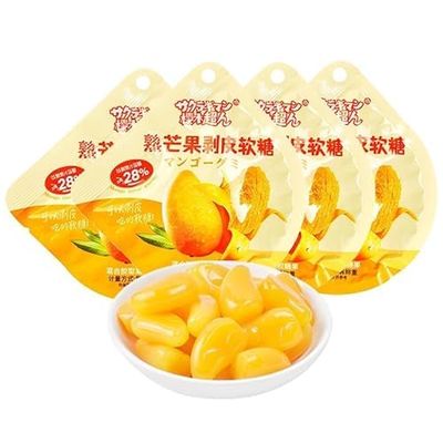 8 flavors of fruit peel soft candyPeelable Candy,Mango White Peach Peeling Fruit Fudge,50% fruit juice content,wedding candies,Chinese candy gift,Gummy Candy,Fruit & Chewy (Ripe mango,16 packs)