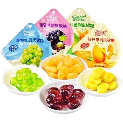 8 flavors of fruit peel soft candyPeelable Candy,Mango White Peach Peeling Fruit Fudge,50% fruit juice content,wedding candies,Chinese candy gift,Gummy Candy,Fruit & Chewy (Mixed flavors,4 packs)