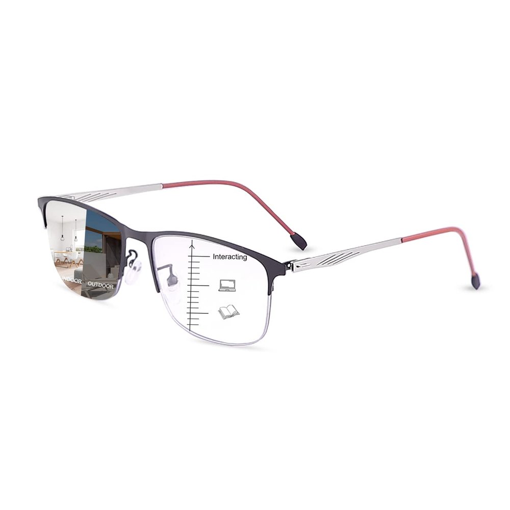 PEEPAI Progressive Photochromic Multifocus Reading Glasses Spring Hinge Outdoor UV Protection Reader Sunglasses Computer Blue Light Blocking Transition Eyeglasses for Men Women 3.5