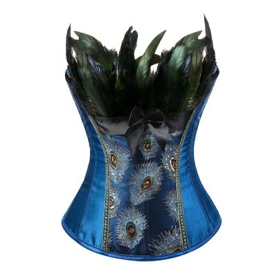 GMDNS Women'S Bustiers & Corsets Women Corsets Corset Steampunk Glitter Bustier Vintage Embroidery Korsett Wedding Party Costume 7Xl 2871-Blue