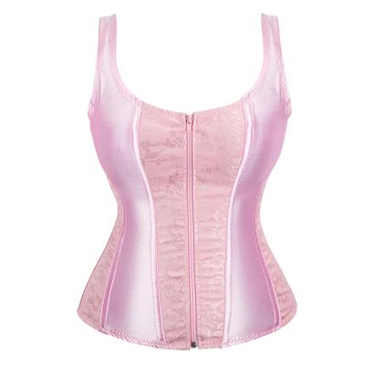 GMDNS Women'S Bustiers & Corsets Corset With Straps For Women Black Overbust Corset Plus Size Jacquard Lace-Up Corset Zipper Top Vintage Gothic Corset Bustier Xs 2928-Pink