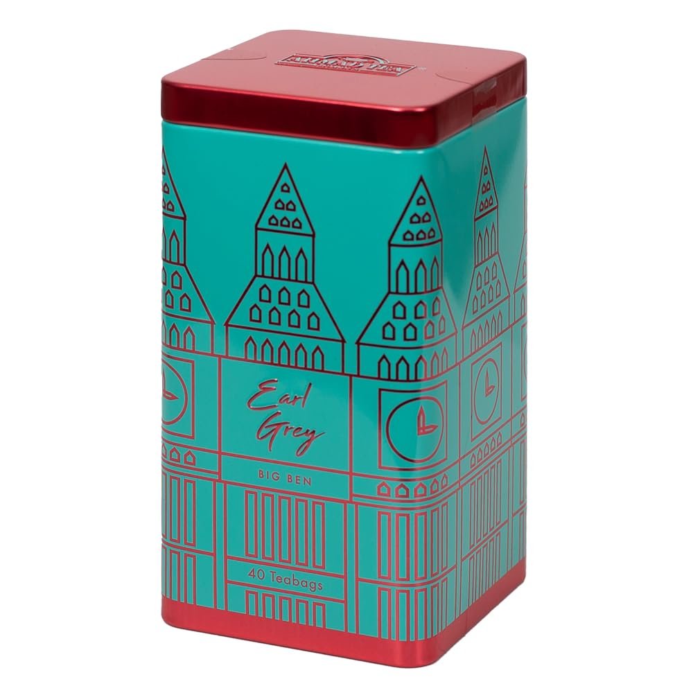 Ahmad Tea London Gifts | Contemporary London Caddy with Earl Grey | Gift | London & English Souvenirs | 40 Teabag Sachets | 1 Flavour