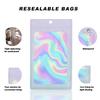 100 Pack Bags with Clear Window,Scratch Resistant Hand Holographic Packaging Pouch,Resealable Bag for Small Bussiness Cookies Jewelry Candy Sample (Pink Blue, 4.14 * 5.91 inch) view 3
