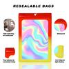 100 Pack Bags with Clear Window,Scratch Resistant Hand Holographic Packaging Pouch,Resealable Bag for Small Bussiness Cookies Jewelry Candy Sample (Red Yellow, 3.54 * 6.31 inch) view 3