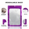 100 Pack Bags with Clear Window,Scratch Resistant Hand Packaging Pouch,Resealable Bag for Small Bussiness Cookies Jewelry Candy Sample (Purple, 2.95 * 4.72 inch) view 3