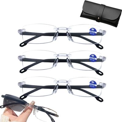 Intelligent Zoom Anti Blue Light Presbyopia Glasses, Varifocal Reading Glasses for Mens Women, Color-Changing Anti-Blue Light Presbyopia Glasses, Autozoom Reading Glasses (3 SET)