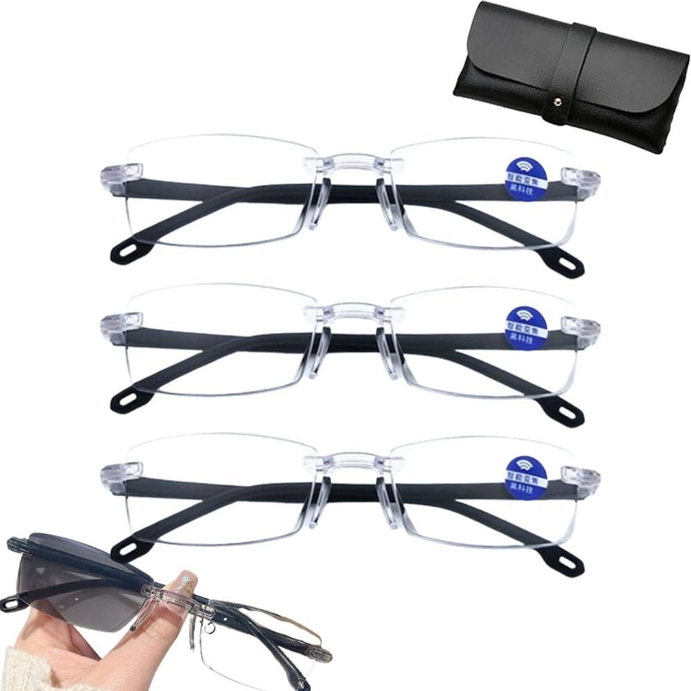 Intelligent Zoom Anti Blue Light Presbyopia Glasses, Varifocal Reading Glasses for Mens Women, Color-Changing Anti-Blue Light Presbyopia Glasses, Autozoom Reading Glasses (3 SET)