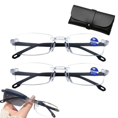 Intelligent Zoom Anti Blue Light Presbyopia Glasses, Varifocal Reading Glasses for Mens Women, Color-Changing Anti-Blue Light Presbyopia Glasses, Autozoom Reading Glasses (2 SET)