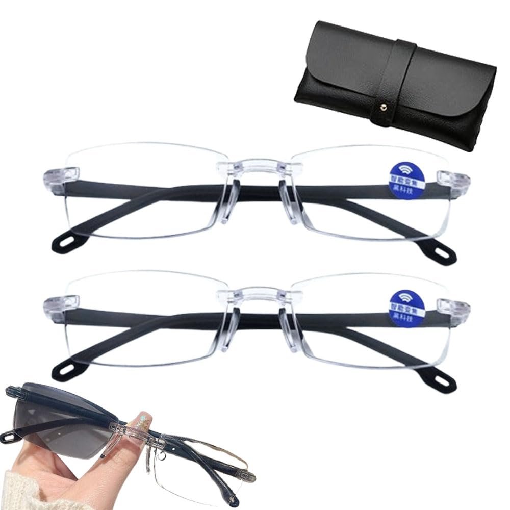 Intelligent Zoom Anti Blue Light Presbyopia Glasses, Varifocal Reading Glasses for Mens Women, Color-Changing Anti-Blue Light Presbyopia Glasses, Autozoom Reading Glasses (2 SET)