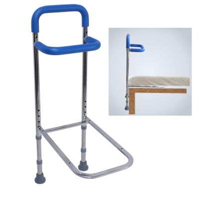 NWBZBH Bed Rails for Elderly Adults, Dual Handle Grab Bars Height Adjustable Bed Rail Bed Assist Bar Bed Rails for Seniors, Bedside Assist Bar with Floor Support, Bed Safety Handles Rails