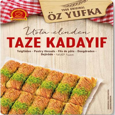 Original Oz yufka Fresh Kadayif Shredded Kadaifi Fillo Dough Pastry Threads Taze Kadayif Melis for Dubai Chocolate 500 Gr by Pufai Grocery