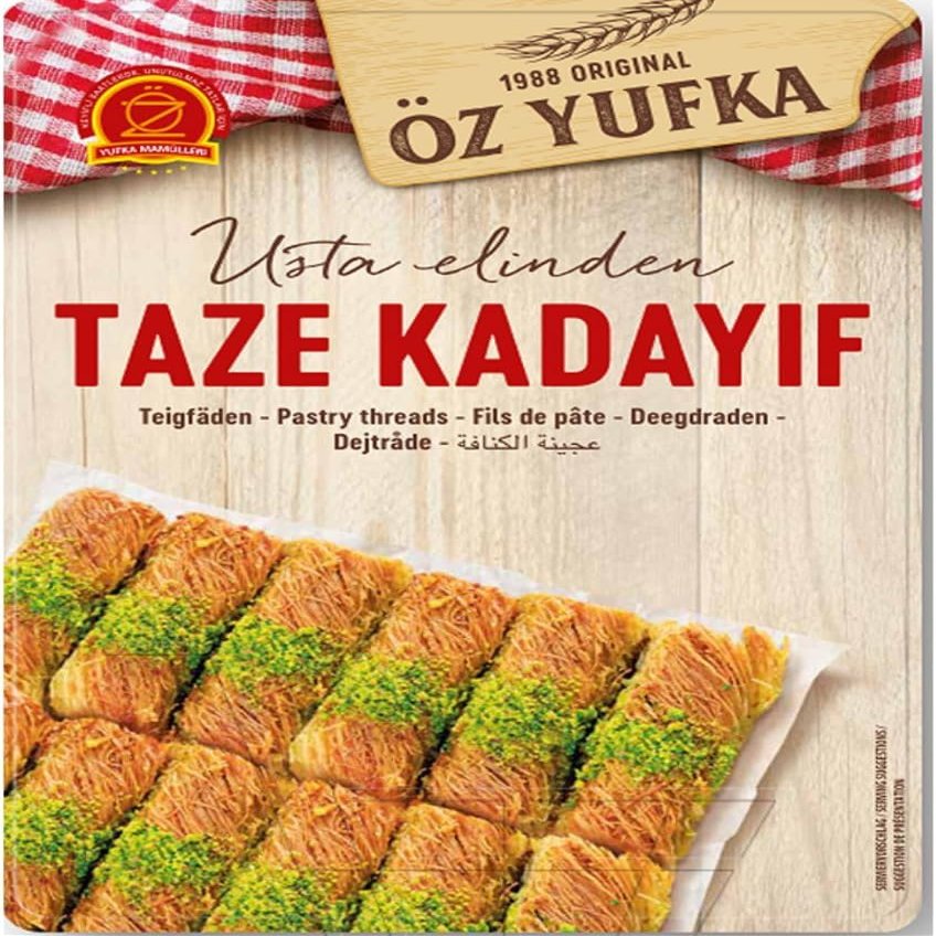 Original Oz yufka Fresh Kadayif Shredded Kadaifi Fillo Dough Pastry Threads Taze Kadayif Melis for Dubai Chocolate 500 Gr by Pufai Grocery